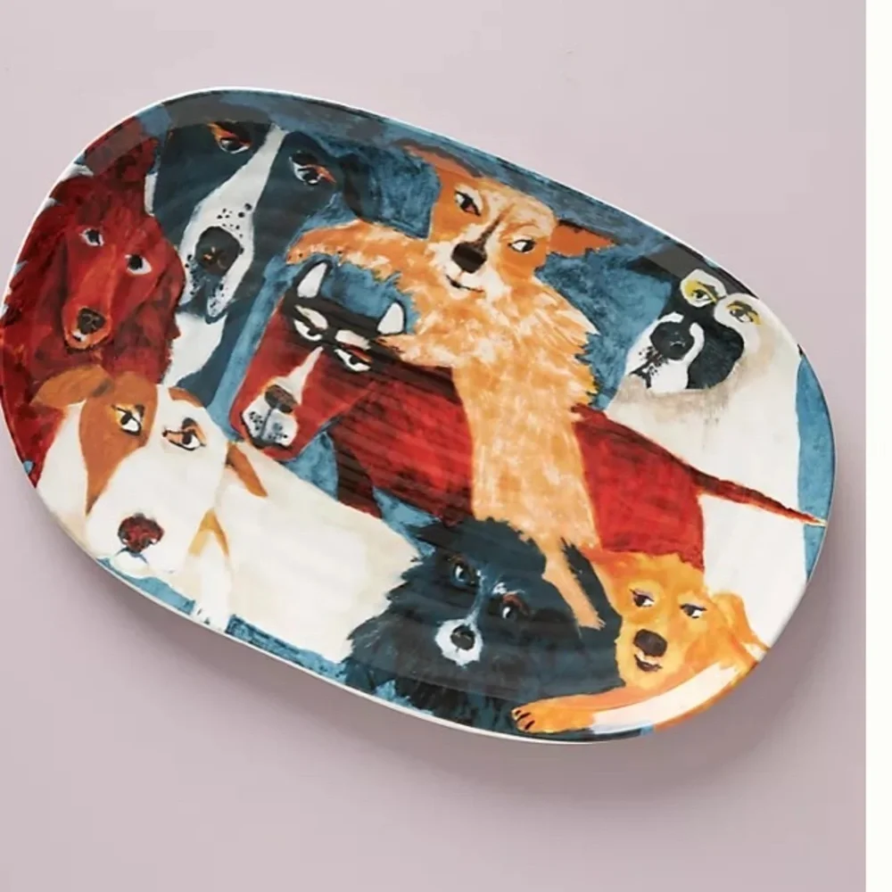 NWT Anthropologie Carole Atkins Furry Friends Platter